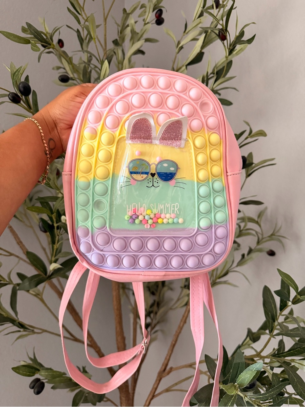 Pink Pastel Rainbow Pop-It Kids Backpack - Hello Summer